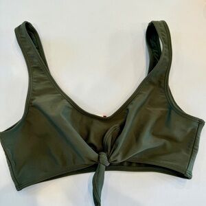 Like New Lolli X Free People Collab Swim Top Olive Army Green Tie Front Bikini